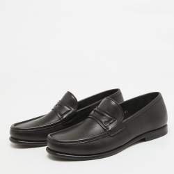 Salvatore Ferragamo Black Leather Connor Penny Loafers Size 40.5