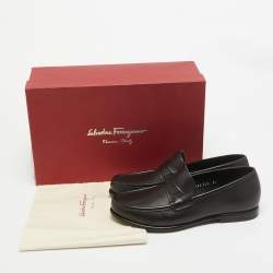 Salvatore Ferragamo Black Leather Connor Penny Loafers Size 40.5