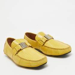 Pre Owned Salvatore Ferragamo Yellow Lizard Sardegna Loafers Size 43