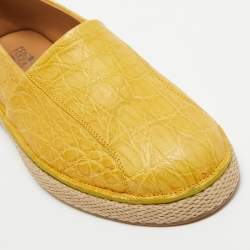 Pre Owned Salvatore Ferragamo Yellow Crocodile Lampedusa Espadrilles Size 43
