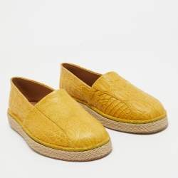 Pre Owned Salvatore Ferragamo Yellow Crocodile Lampedusa Espadrilles Size 43