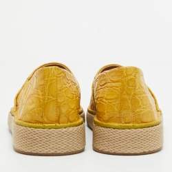 Pre Owned Salvatore Ferragamo Yellow Crocodile Lampedusa Espadrilles Size 43