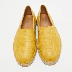 Pre Owned Salvatore Ferragamo Yellow Crocodile Lampedusa Espadrilles Size 43