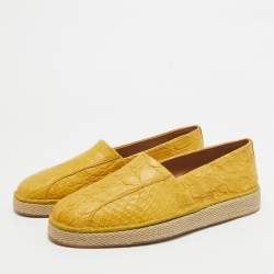 Pre Owned Salvatore Ferragamo Yellow Crocodile Lampedusa Espadrilles Size 43
