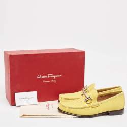 Salvatore Ferragamo Yellow Python Mason Loafers Size 41