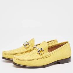 Salvatore Ferragamo Yellow Python Mason Loafers Size 41
