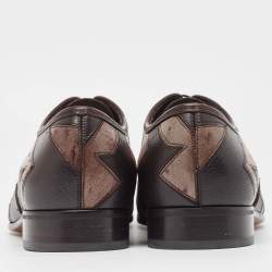 Salvatore Ferragamo Brown Ostrich and Leather Gris Oxfords Size 41