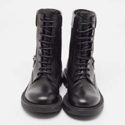 Salvatore Ferragamo Black Leather and Fabric Ankle Boots Size 40