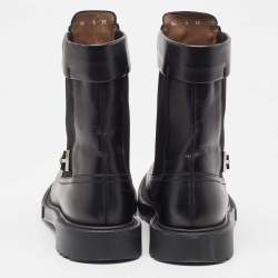 Salvatore Ferragamo Black Leather and Fabric Ankle Boots Size 40