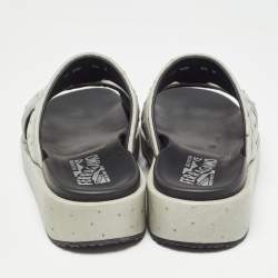 Salvatore Ferragamo Grey Ostrich Lutfi Platform Slides Size 40.5