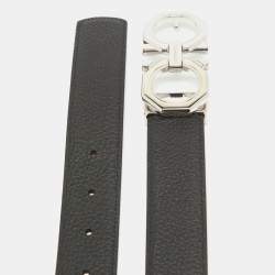 Pre Owned Salvatore Ferragamo Black/Red Leather Reversible Gancini Belt Cut to Size