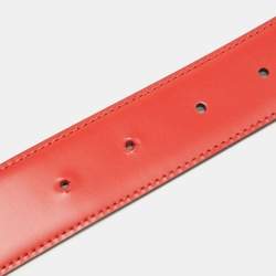 Pre Owned Salvatore Ferragamo Black/Red Leather Reversible Gancini Belt Cut to Size