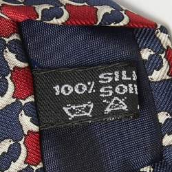 Pre Owned Salvatore Ferragamo Red/Blue Printed Silk Traditional Tie 