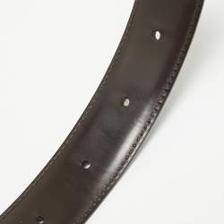 Pre Owned Salvatore Ferragamo Black/Dark Brown Leather Gancini Cut to Size Reversible Belt