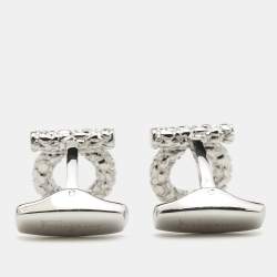 Salvatore Ferragamo Gancini  Silver Tone Metal Cufflinks