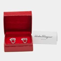 Salvatore Ferragamo Gancini  Silver Tone Metal Cufflinks