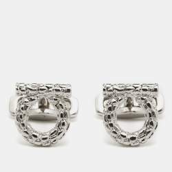 Salvatore Ferragamo Gancini  Silver Tone Metal Cufflinks