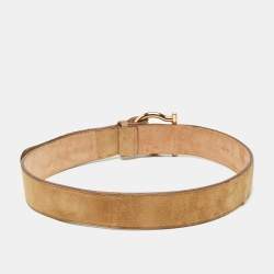 Salvatore Ferragamo Beige Suede Gancio Buckle Belt 80CM