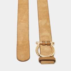 Salvatore Ferragamo Beige Suede Gancio Buckle Belt 80CM
