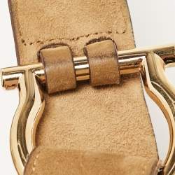 Salvatore Ferragamo Beige Suede Gancio Buckle Belt 80CM