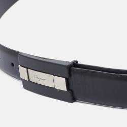 Salvatore Ferragamo Black Leather Cut to Size Reversible Belt