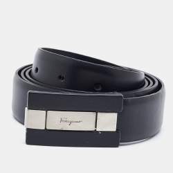 Salvatore Ferragamo Black Leather Cut to Size Reversible Belt