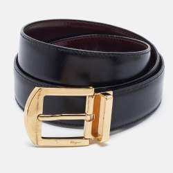 Salvatore Ferragamo Burgundy Leather Cut to Size Reversible Belt