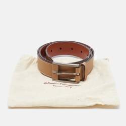 Pre Owned Salvatore Ferragamo Tan Leather Buckle Belt 85CM