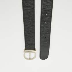 Salvatore Ferragamo Black Leather Cut to Size Reversible Buckle Belt