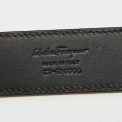 Salvatore Ferragamo Black Leather Cut to Size Reversible Buckle Belt