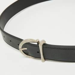 Salvatore Ferragamo Black Leather Cut to Size Reversible Buckle Belt