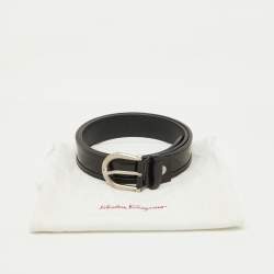Pre Owned Salvatore Ferragamo Black Leather Buckle Belt 90CM