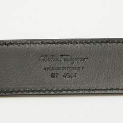 Pre Owned Salvatore Ferragamo Black Leather Buckle Belt 90CM
