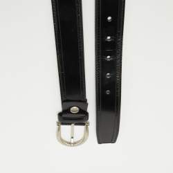 Pre Owned Salvatore Ferragamo Black Leather Buckle Belt 90CM
