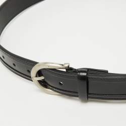 Pre Owned Salvatore Ferragamo Black Leather Buckle Belt 90CM