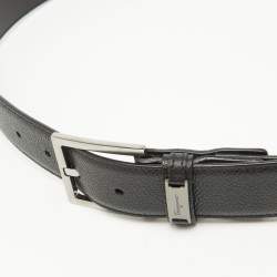 Pre Owned Salvatore Ferragamo Black Leather Buckle Belt 95CM