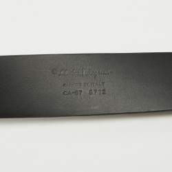 Pre Owned Salvatore Ferragamo Navy Blue/Black Nubuck Leather Cut to Size Reversible Gancini Buckle Belt