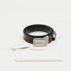 Salvatore Ferragamo Black/Dark Brown Leather Cut to Size Buckle Belt