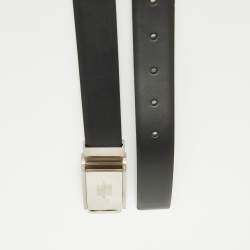 Salvatore Ferragamo Black/Dark Brown Leather Cut to Size Buckle Belt