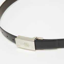 Salvatore Ferragamo Black/Dark Brown Leather Cut to Size Buckle Belt