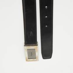 Salvatore Ferragamo Black/Dark Brown Leather Cut to Size Buckle Belt