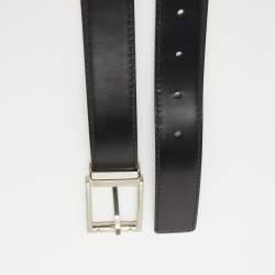 Salvatore Ferragamo Black/Burgundy Leather Cut to Size Buckle Belt