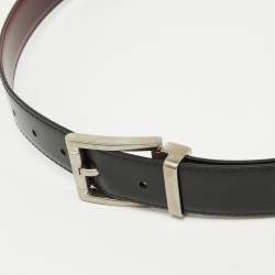 Salvatore Ferragamo Black/Burgundy Leather Cut to Size Buckle Belt