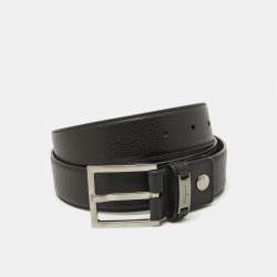 Pre Owned Salvatore Ferragamo Black Leather Buckle Belt 85CM