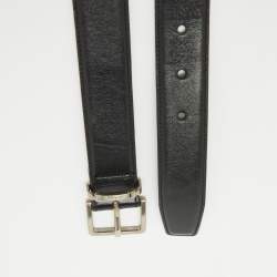 Pre Owned Salvatore Ferragamo Black Leather Buckle Belt 85CM