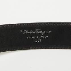 Pre Owned Salvatore Ferragamo Black Leather Buckle Belt 85CM