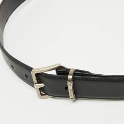 Pre Owned Salvatore Ferragamo Black Leather Buckle Belt 85CM