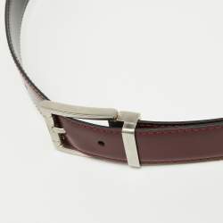 Pre Owned Salvatore Ferragamo Burgundy/Black Leather Cut to Size Buckle Belt