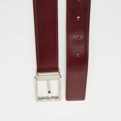 Pre Owned Salvatore Ferragamo Burgundy/Black Leather Cut to Size Buckle Belt