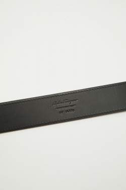Salvatore Ferragamo Dark Brown/Black Leather Cut to Size Buckle Belt